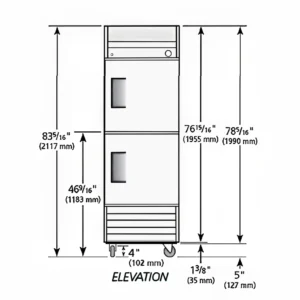 True T-23-2-HC 27″ One Section Reach In Refrigerator, (2) Right Hinge Solid Doors, 115v