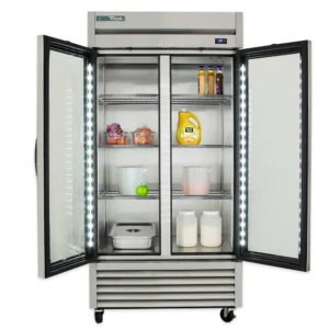True T-35G-HC~FGD01 39 3/5″ Two Section Reach In Refrigerator, (2) Left/Right Hinge Glass Doors, 115v