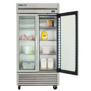 True T-35G-HC~FGD01 39 3/5″ Two Section Reach In Refrigerator, (2) Left/Right Hinge Glass Doors, 115v
