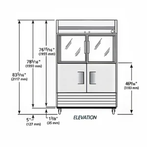 True T-49-2-G-2-HC~FGD01 54 1/10″ Two Section Reach In Refrigerator, (2) Glass Doors, (2) Solid Doors, Left/Right Hinge, 115v