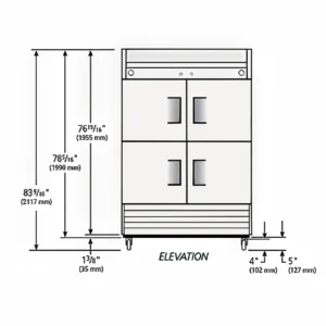 True T-49DT-4-HC 54″ Two Section Commercial Combo Refrigerator Freezer – Solid Doors, Dual Temp, 115v