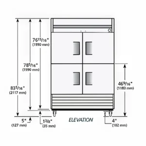 True T-49F-4-HC 54″ Two Section Reach In Freezer, (4) Solid Door, 115v