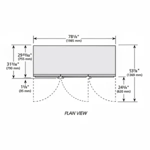 True T-72G-HC~FGD01 78 1/10″ Three Section Reach In Refrigerator, (3) Left/Right Hinge Glass Doors, 115v