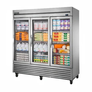 True T-72G-HC~FGD01 78 1/10″ Three Section Reach In Refrigerator, (3) Left/Right Hinge Glass Doors, 115v