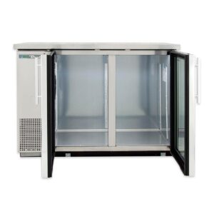 True TBB-24-48G-S-HC-LD 49″ Two Glass Swinging Door Stainless Steel Back Bar Cooler w/ LED