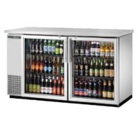 True TBB-24-60G-S-HC-LD 61" Two Glass Swing Door Stainless Steel 24" Back Bar Cooler w/ LED