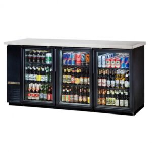 True TBB-24-72G-HC-LD 73″ Three Glass Swing Door 24″ Back Bar Cooler with LED Lighting