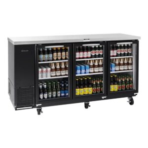 Turbo Air TBB-24-72SGD-N 73″ Three Section Back Bar Cooler with Glass Door, 20.62 cu. ft.