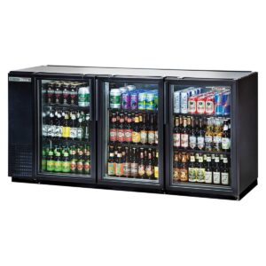 True TBB-24GAL-72G-HC-LD 71″ 3 Glass Swing Door Galvanized Top Back Bar Cooler with LED