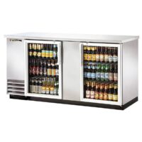 True TBB-3G-S-HC-LD 69" Two Glass Swing Door Stainless Steel Back Bar Cooler with LED