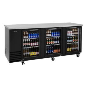 Turbo Air TBB-4SGD-N 90″ Three Section Back Bar Cooler with Glass Door, 36.47 cu. ft.