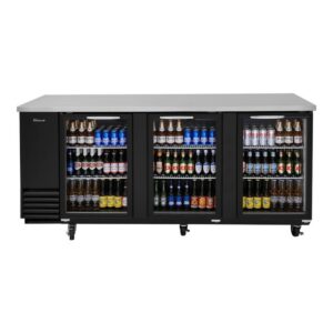 Turbo Air TBB-4SGD-N 90″ Three Section Back Bar Cooler with Glass Door, 36.47 cu. ft.