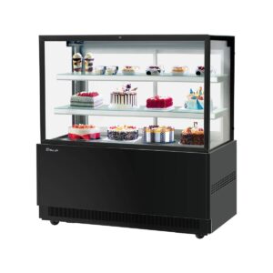 Turbo Air TBP60-54FN-W(B) 59″ Refrigerated Bakery Display Case, Self-Contained Straight Glass Full Service with 2 Shelves, 3/4 HP