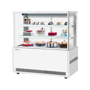 Turbo Air TBP60-54FN-W(B) 59″ Refrigerated Bakery Display Case, Self-Contained Straight Glass Full Service with 2 Shelves, 3/4 HP