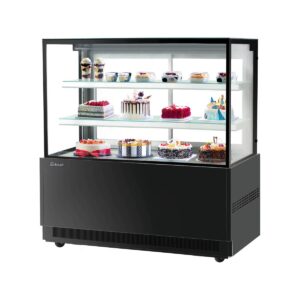 Turbo Air TBP60-54NN-W(B) 59″ Refrigerated Bakery Display Case, Self-Contained Straight Glass Full Service with 2 Shelves, 3/4 HP