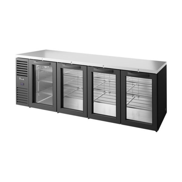 True TBR108-RISZ1-L-B-GGGG-1 108" Four Swing Glass Door Back Bar Refrigerator with LED