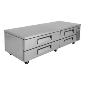 Turbo Air TCBE-82SDR-N 83″ 4 Drawers Refrigerated Chef Base, Flat Top, 16 cu. ft.