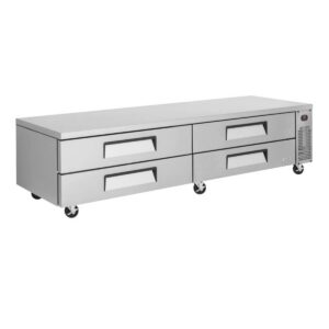 Turbo Air TCBE-96SDR-N 96″ 4 Drawers Refrigerated Chef Base, Flat Top, 18.6 cu. ft.