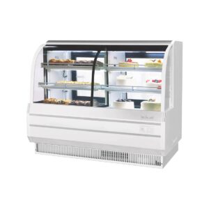 Turbo Air TCGB-60CO-W(B)-N 60″ Refrigerated Bakery Display Case, Self-Contained Curved Glass Full Service with 4 Shelves, 1/3 HP