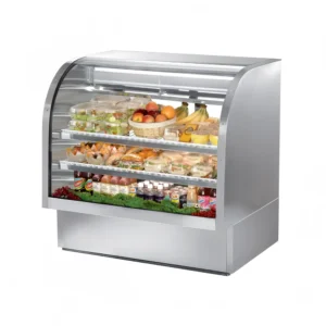 True TCGG-48-S-HC-LD 48-1/4″ Full Service Deli Case w/ Curved Glass – (3) Levels, Stainless Steel, 115v
