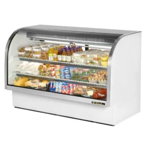 True TCGG-72-S-HC-LD 72-1/4″ Full Service Deli Case w/ Curved Glass – (3) Levels, 115v