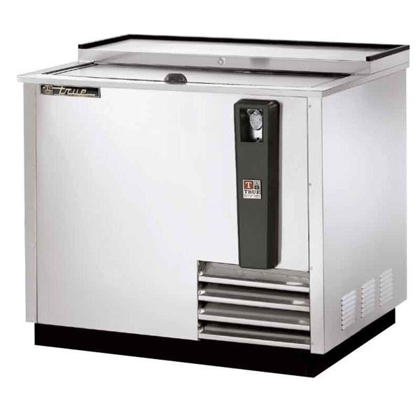 True TD-36-12-S-HC 36" Solid Slide Lid Stainless Steel Deep Well Horizontal Bottle Cooler