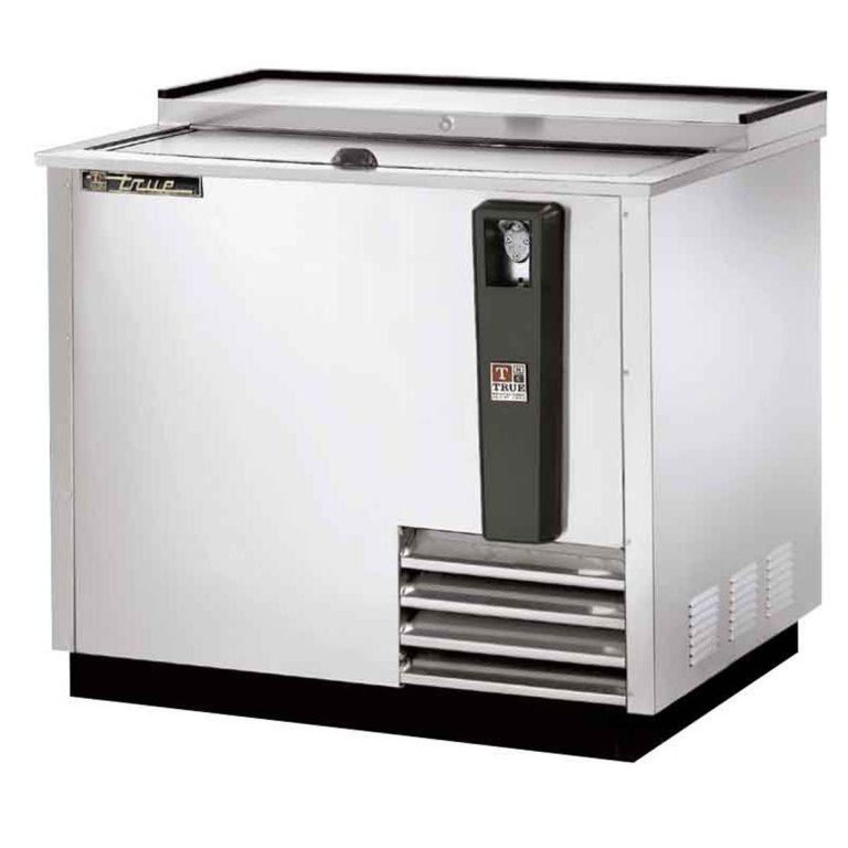 True TD-36-12-S-HC 36" Solid Slide Lid Stainless Steel Deep Well Horizontal Bottle Cooler