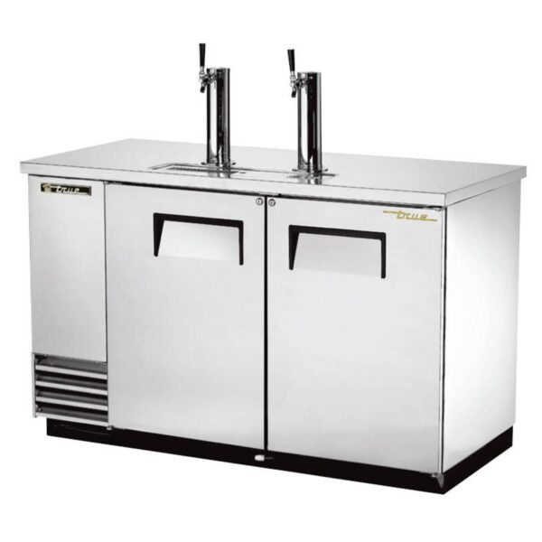 True TDD-2-S-HC 58" Solid Door Steel Direct Draw Beer Dispenser with 2 Taps & 2 Keg Capacity