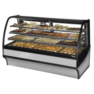 True TDM-DC-77-GE/GE-S-S 77 1/4″ Full Service Dry Bakery Case w/ Curved Glass – (4) Levels, 115v