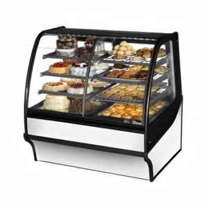 True TDM-DZ-48-GE/GE-S-W 48 1/4″ Full Service Dual Zone Bakery Case w/ Curved Glass – (4) Levels, 115v