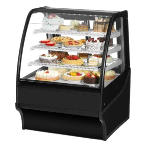 True TDM-R-36-GE/GE-B-W 36 1/4″ Full Service Bakery Case w/ Curved Glass – (4) Levels, 115v