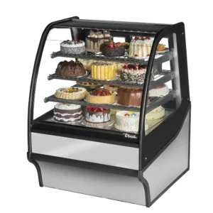 True TDM-R-36-GE/GE-S-S 36 1/4″ Full Service Bakery Case w/ Curved Glass – (4) Levels, 115v