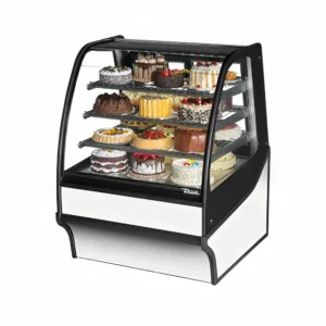 True TDM-R-36-GE/GE-S-W 36 1/4″ Full Service Bakery Case w/ Curved Glass – (4) Levels, 115v