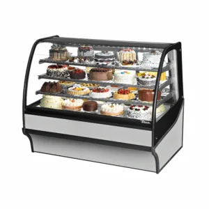 True TDM-R-59-GE/GE-S-S 59 1/4″ Full Service Bakery Case w/ Curved Glass – (4) Levels, 115v