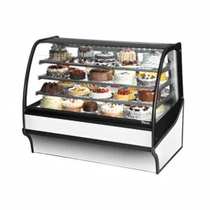 True TDM-R-59-GE/GE-S-W 59 1/4″ Full Service Bakery Case w/ Curved Glass – (4) Levels, 115v