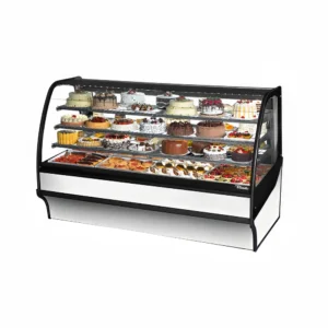 True TDM-R-77-GE/GE-S-W 77 1/4″ Full Service Bakery Case w/ Curved Glass – (4) Levels, 115v