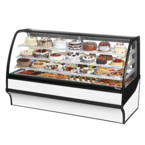 True TDM-R-77-GE/GE-W-W 77 1/4″ Full Service Bakery Case w/ Curved Glass – (4) Levels, 115v