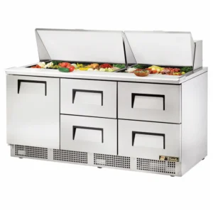 True TFP-72-30M-D-4 72″ Sandwich/Salad Prep Table w/ Refrigerated Base, 115v