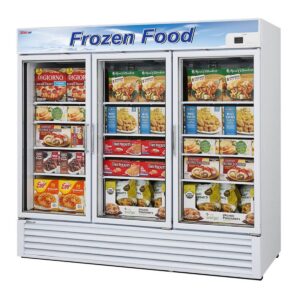 Turbo Air TGF-72FB-N 81″ Three Glass Door Freezer Merchandiser, White or Black, 58.45 cu. ft.