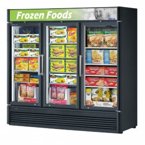 Turbo Air TGF-72SD-N 78″ Three Glass Door Freezer Merchandiser, White or Black, 60.43 cu. ft.