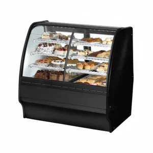 True TGM-DZ-48-SC/SC-B-W 48 1/4″ Full Service Dual Zone Bakery Case w/ Curved Glass – (4) Levels, 115v