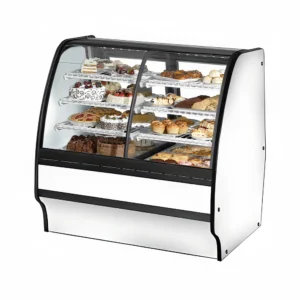 True TGM-DZ-48-SC/SC-W-W 48 1/4″ Full Service Dual Zone Bakery Case w/ Curved Glass – (4) Levels, 115v