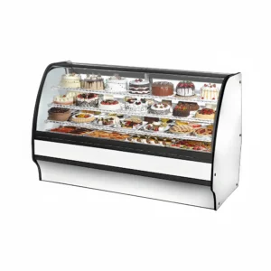 True TGM-R-77-SC/SC-W-W 77 1/4″ Full Service Bakery Case w/ Curved Glass – (4) Levels, 115v