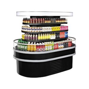 Turbo Air TIOM-20RSRB-N 48″ Island Display Self-Serve Refrigerated Merchandiser in Black, Open Curved, 3 Shelves, 19.2 cu. ft.