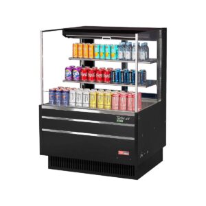 Turbo Air TOM-36L-UFD-W(B)-3S-N 34″ Horizontal Open Air Merchandiser, Specify Exterior, Self-Contained, 2 Shelves, Low Profile, w/ Rear Sliding Doors, 11.1 cu. ft.