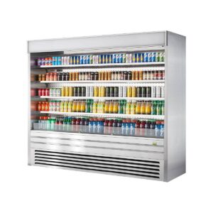 Turbo Air TOM-96ES-N 92″ Vertical Open Air Merchandiser, Stainless Steel, Self-Contained, 4 Shelves, 45.2 cu. ft.