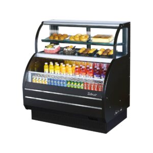 Turbo Air TOM-W-50SB-N 50″ Horizontal Combination Open Air Merchandiser in Black, Self-Contained, 2 Shelves, 5.6 top/8.5 bottom cu. ft.