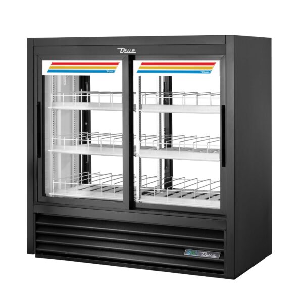 True GDM-41CPT-48-HC-LD 48" 2-Section Glass Sliding Door Pass-Thru Refrigerated Merchandiser