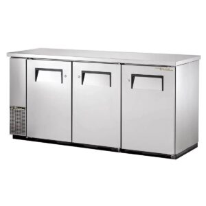 True TBB-24-72-S-HC 73″ 3 Solid Swing Door Stainless Steel Back Bar Cooler w/ Hydrocarbon