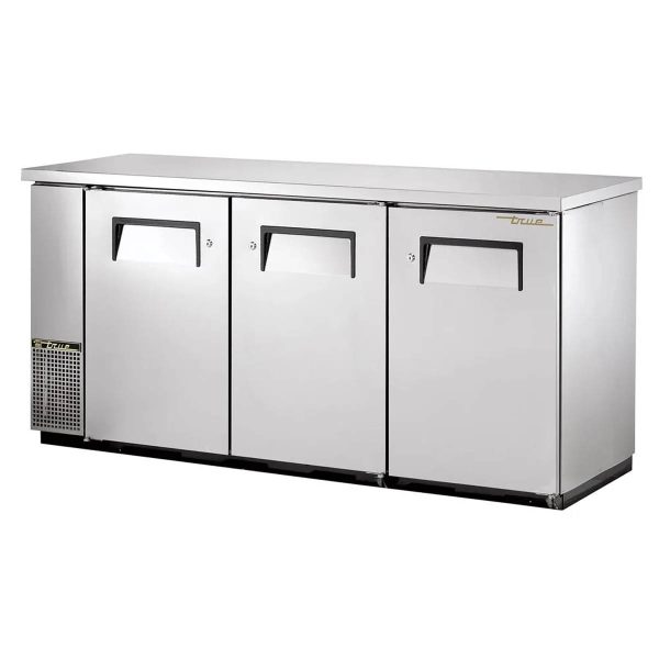 True TBB-24-72-S-HC 73" 3 Solid Swing Door Stainless Steel Back Bar Cooler w/ Hydrocarbon